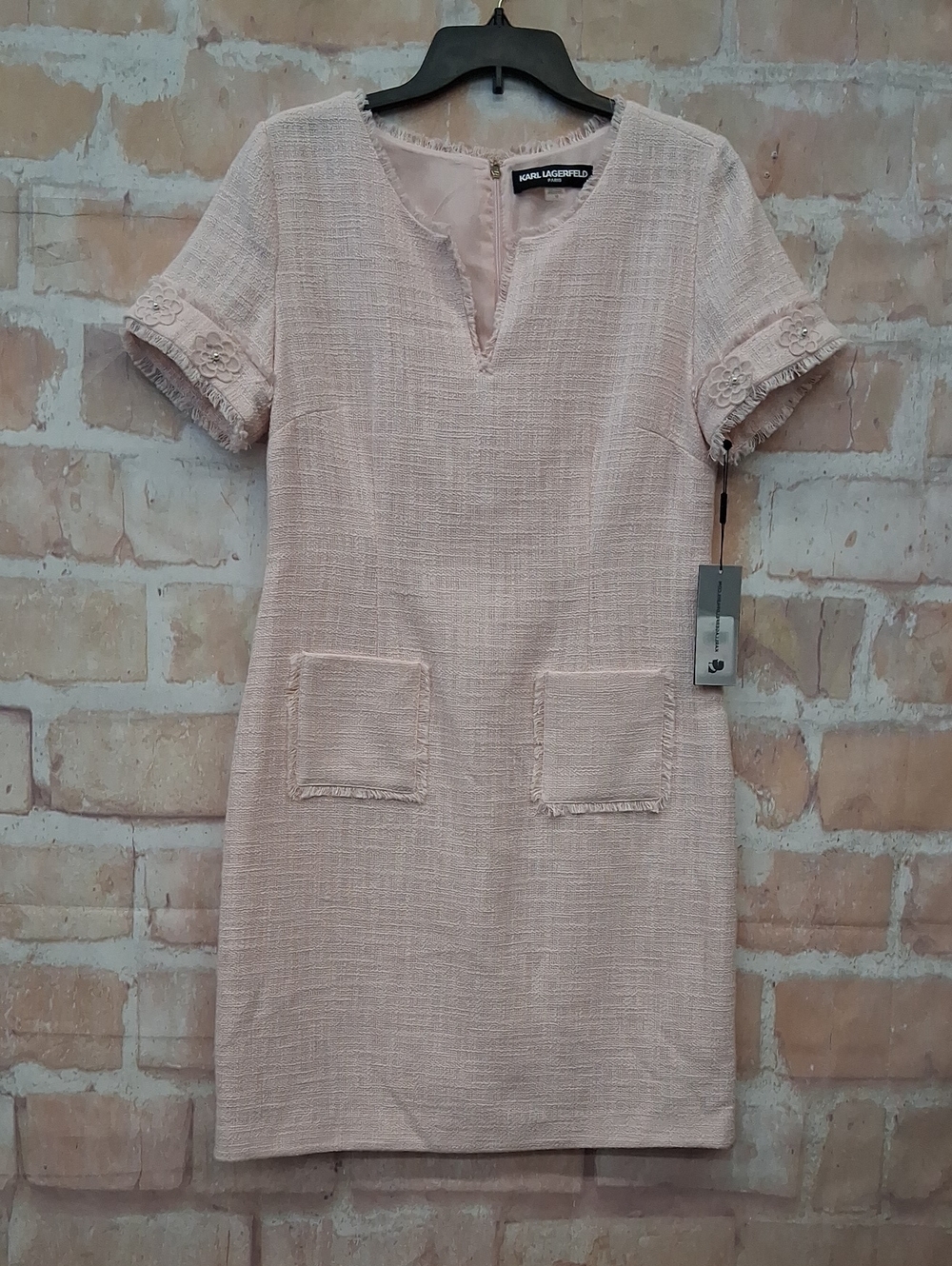 NWT Karl Lagerfeld Blush Pink Textured Short-Sleeve Shift Dress